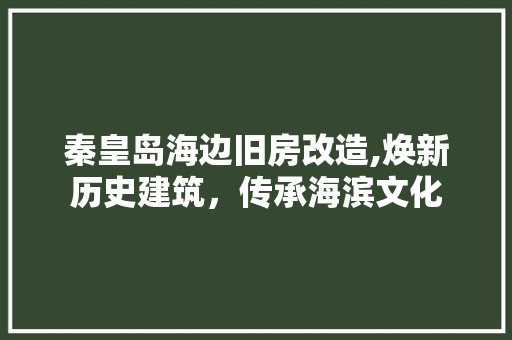 秦皇岛海边旧房改造,焕新历史建筑，传承海滨文化