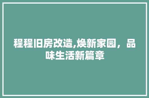 程程旧房改造,焕新家园，品味生活新篇章