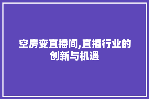 空房变直播间,直播行业的创新与机遇