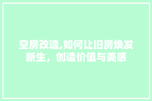 空房改造,如何让旧房焕发新生，创造价值与美感 户内维修