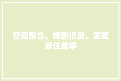 空间整合，焕新旧房，重塑居住美学 厨房维修