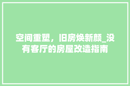 空间重塑，旧房焕新颜_没有客厅的房屋改造指南