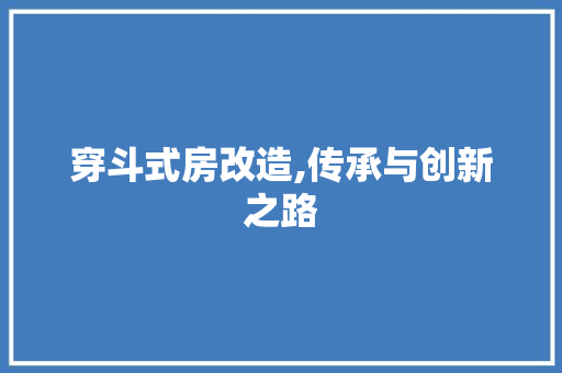 穿斗式房改造,传承与创新之路