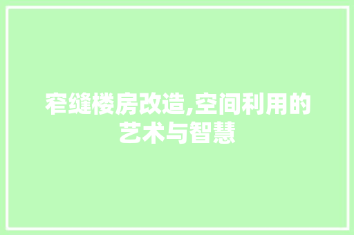 窄缝楼房改造,空间利用的艺术与智慧