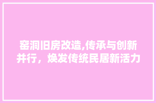 窑洞旧房改造,传承与创新并行，焕发传统民居新活力