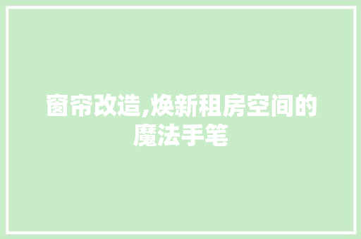 窗帘改造,焕新租房空间的魔法手笔