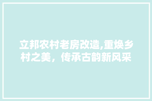 立邦农村老房改造,重焕乡村之美，传承古韵新风采