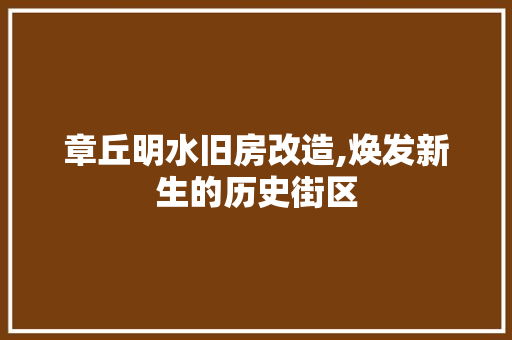 章丘明水旧房改造,焕发新生的历史街区