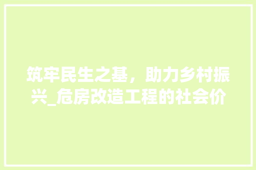 筑牢民生之基，助力乡村振兴_危房改造工程的社会价值与方法探索