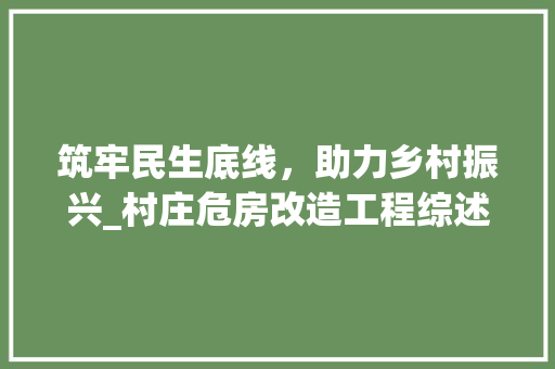 筑牢民生底线，助力乡村振兴_村庄危房改造工程综述