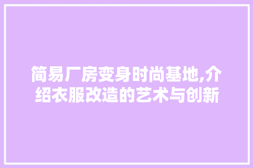 简易厂房变身时尚基地,介绍衣服改造的艺术与创新