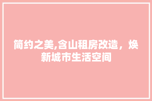 简约之美,含山租房改造，焕新城市生活空间