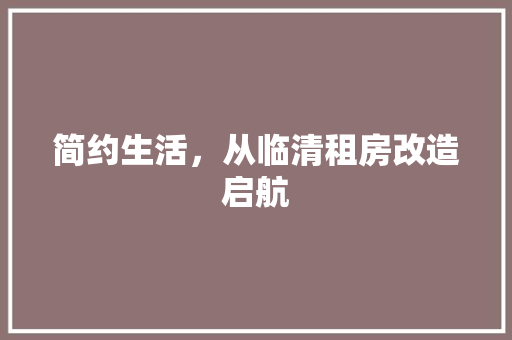 简约生活，从临清租房改造启航