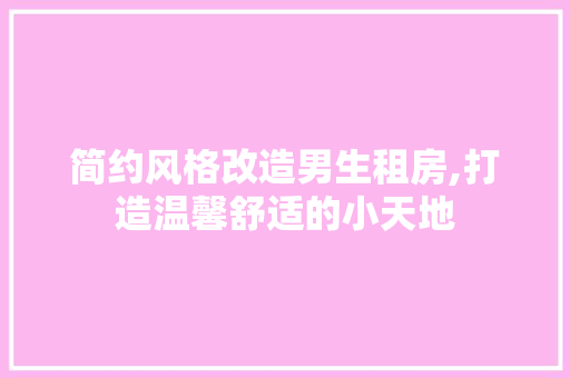 简约风格改造男生租房,打造温馨舒适的小天地