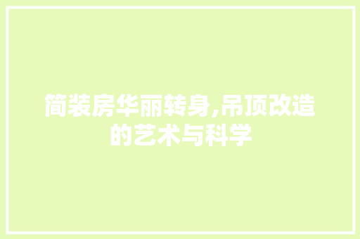 简装房华丽转身,吊顶改造的艺术与科学