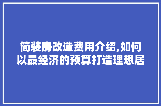 简装房改造费用介绍,如何以最经济的预算打造理想居所