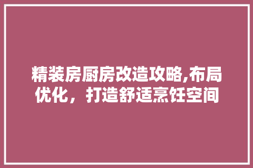 精装房厨房改造攻略,布局优化，打造舒适烹饪空间