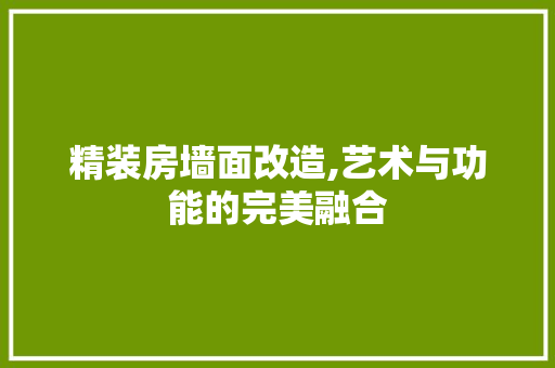 精装房墙面改造,艺术与功能的完美融合