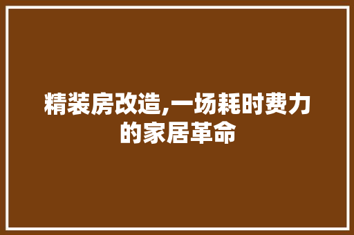 精装房改造,一场耗时费力的家居革命