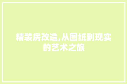 精装房改造,从图纸到现实的艺术之旅