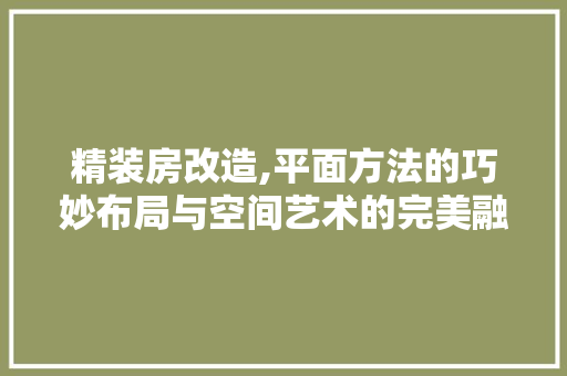 精装房改造,平面方法的巧妙布局与空间艺术的完美融合 厨房维修