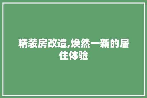 精装房改造,焕然一新的居住体验