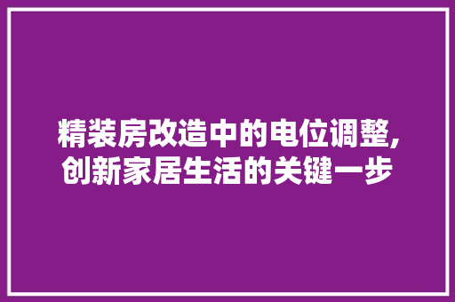 精装房改造中的电位调整,创新家居生活的关键一步