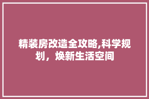 精装房改造全攻略,科学规划，焕新生活空间