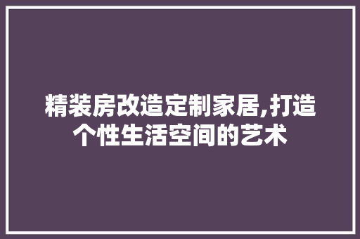 精装房改造定制家居,打造个性生活空间的艺术