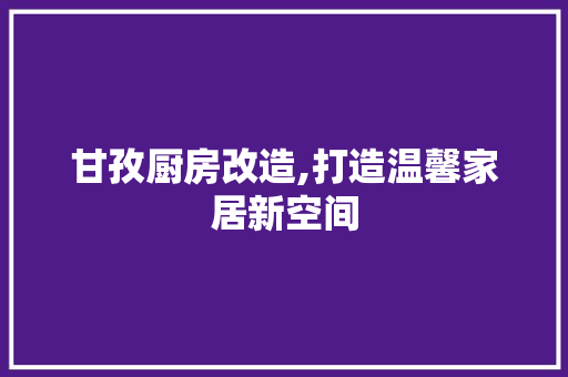 甘孜厨房改造,打造温馨家居新空间