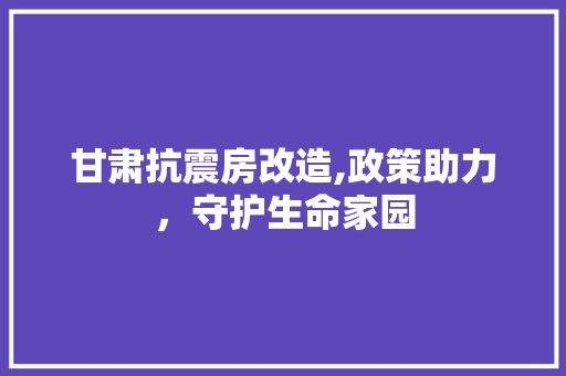 甘肃抗震房改造,政策助力，守护生命家园 厨房维修