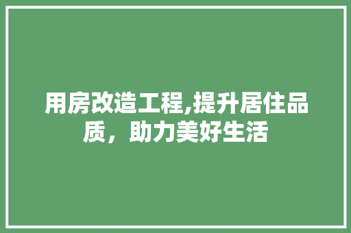 用房改造工程,提升居住品质，助力美好生活