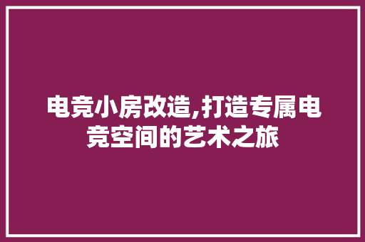 电竞小房改造,打造专属电竞空间的艺术之旅