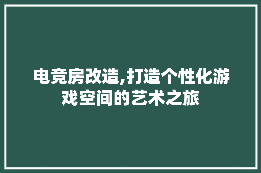 电竞房改造,打造个性化游戏空间的艺术之旅