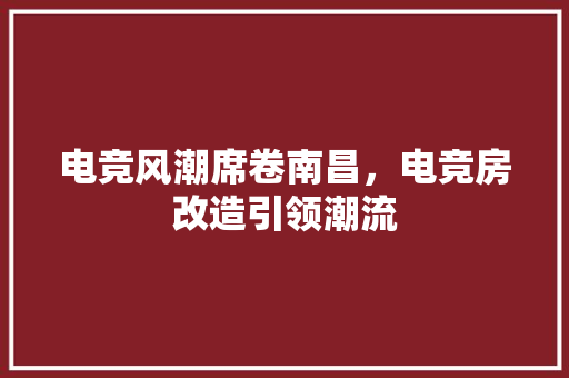 电竞风潮席卷南昌，电竞房改造引领潮流