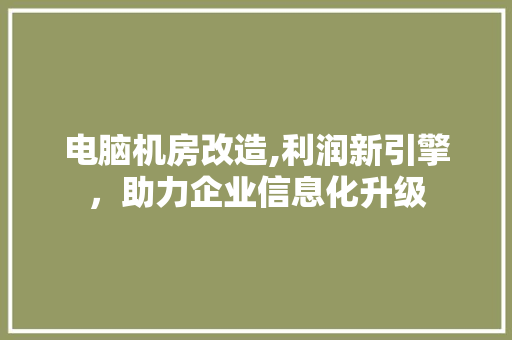 电脑机房改造,利润新引擎，助力企业信息化升级