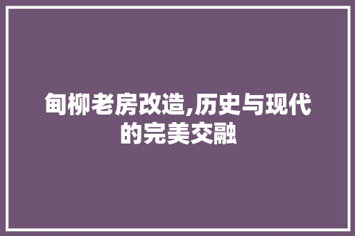 甸柳老房改造,历史与现代的完美交融