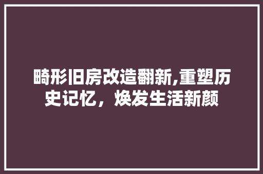 畸形旧房改造翻新,重塑历史记忆，焕发生活新颜