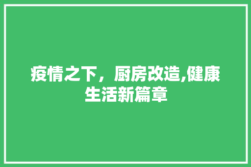 疫情之下，厨房改造,健康生活新篇章