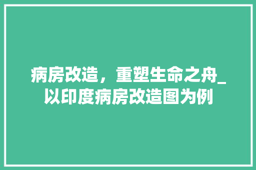 病房改造，重塑生命之舟_以印度病房改造图为例