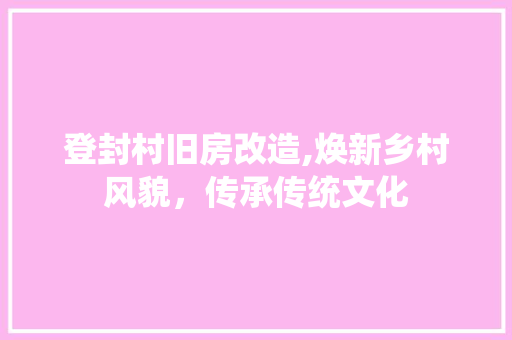 登封村旧房改造,焕新乡村风貌，传承传统文化