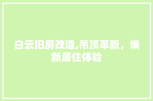 白云旧房改造,吊顶革新，焕新居住体验