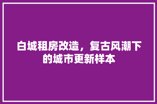 白城租房改造，复古风潮下的城市更新样本
