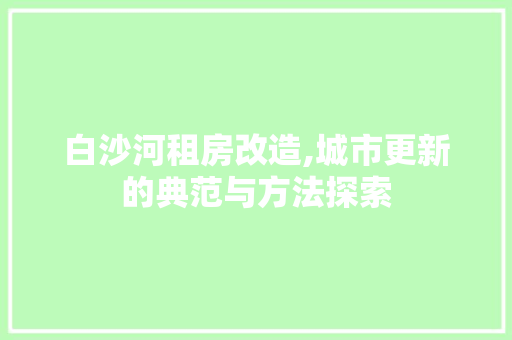 白沙河租房改造,城市更新的典范与方法探索