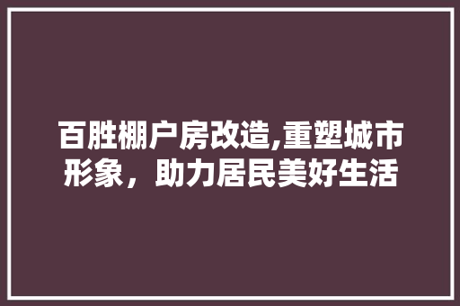百胜棚户房改造,重塑城市形象，助力居民美好生活