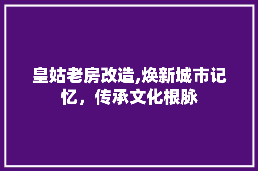 皇姑老房改造,焕新城市记忆，传承文化根脉