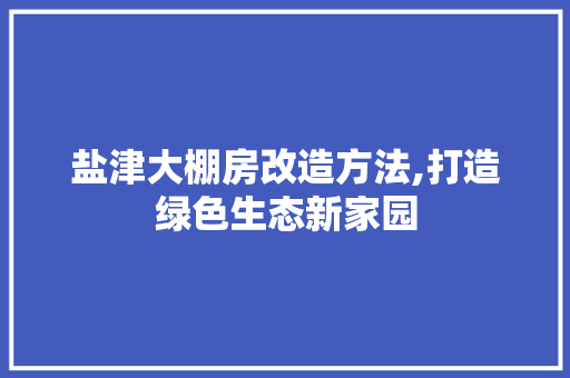 盐津大棚房改造方法,打造绿色生态新家园