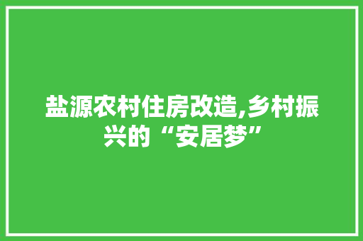 盐源农村住房改造,乡村振兴的“安居梦”