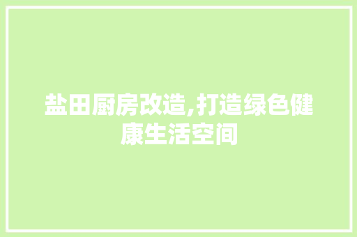 盐田厨房改造,打造绿色健康生活空间