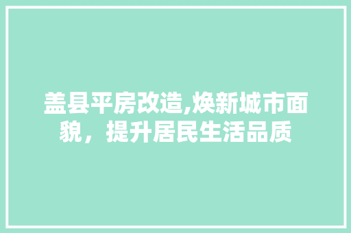 盖县平房改造,焕新城市面貌，提升居民生活品质